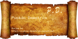 Puskás Demetria névjegykártya